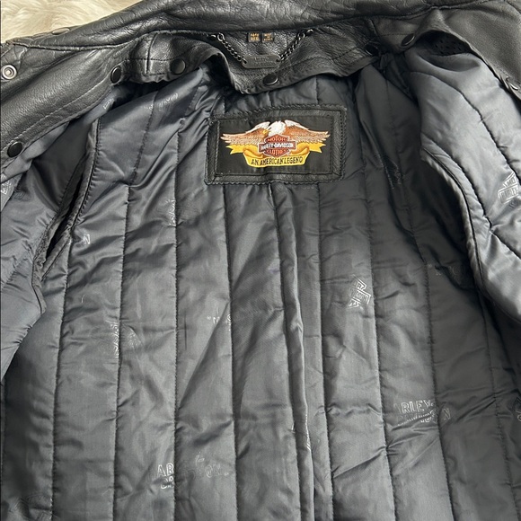 Harley Davidson, black leather riding jacket size 44 regular w/ removable liner - Picture 14 of 15